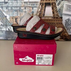 Alegria Dinah Southern Ruby Leather Slide Sandal Women EU 37 US 7-7.5 New In Box